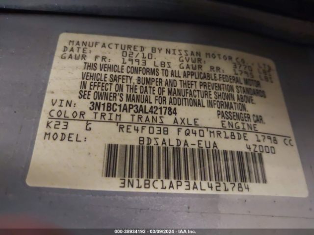 Photo 8 VIN: 3N1BC1AP3AL421784 - NISSAN VERSA 