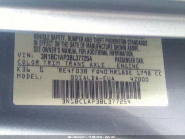 Photo 8 VIN: 3N1BC1AP3BL377254 - NISSAN VERSA 