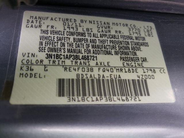 Photo 9 VIN: 3N1BC1AP3BL468721 - NISSAN VERSA S 