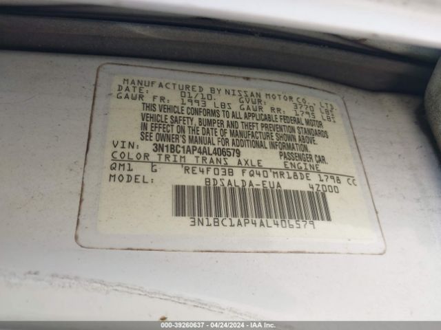 Photo 8 VIN: 3N1BC1AP4AL406579 - NISSAN VERSA 