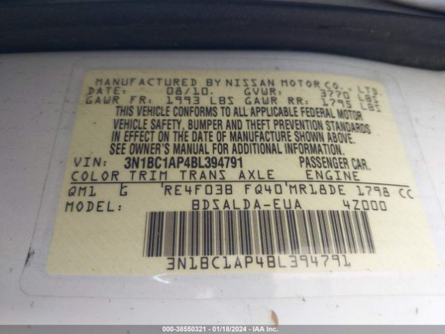 Photo 8 VIN: 3N1BC1AP4BL394791 - NISSAN VERSA 