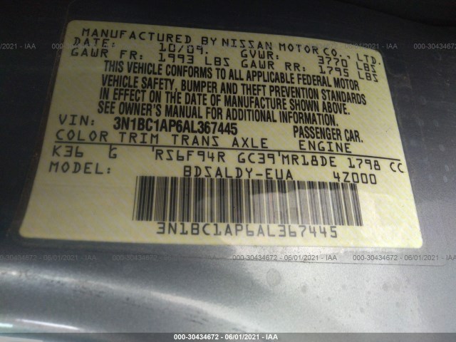 Photo 8 VIN: 3N1BC1AP6AL367445 - NISSAN VERSA 