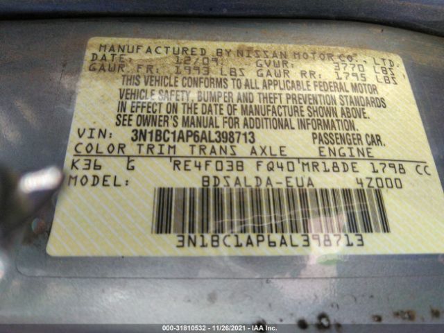 Photo 8 VIN: 3N1BC1AP6AL398713 - NISSAN VERSA 