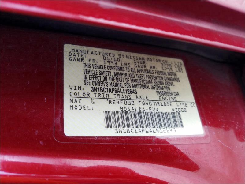 Photo 9 VIN: 3N1BC1AP6AL412643 - NISSAN VERSA S 