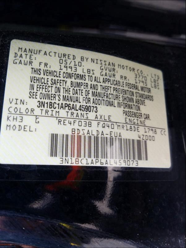 Photo 9 VIN: 3N1BC1AP6AL459073 - NISSAN VERSA S 