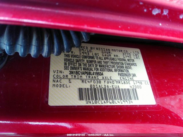 Photo 8 VIN: 3N1BC1AP6BL419934 - NISSAN VERSA 