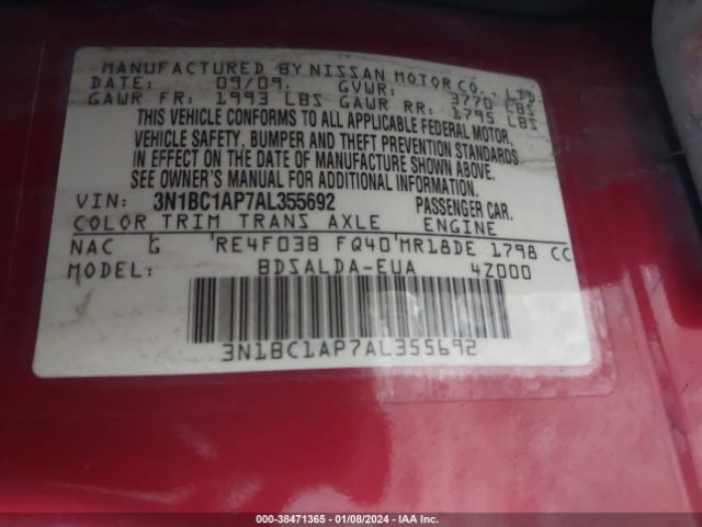 Photo 8 VIN: 3N1BC1AP7AL355692 - NISSAN VERSA 