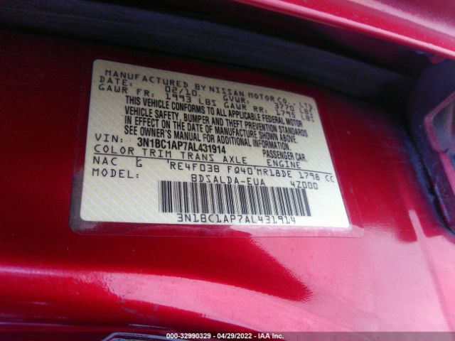 Photo 8 VIN: 3N1BC1AP7AL431914 - NISSAN VERSA 