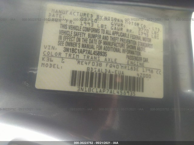 Photo 8 VIN: 3N1BC1AP7AL458935 - NISSAN VERSA 