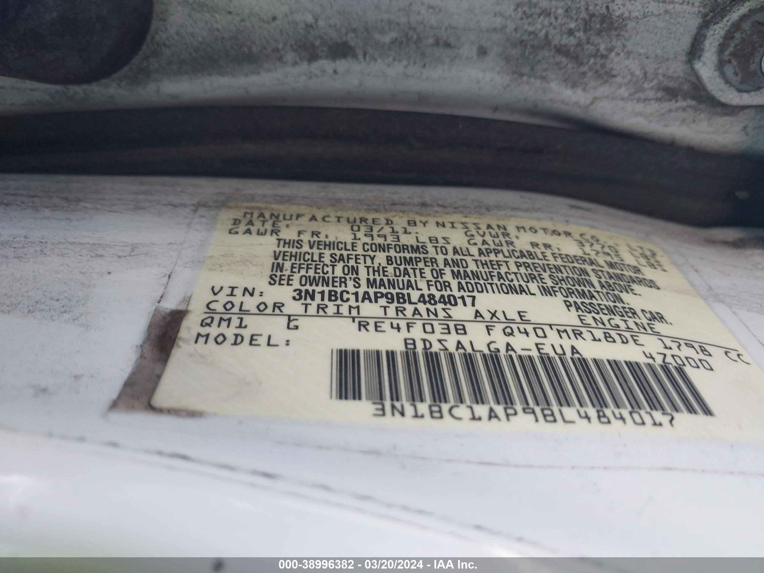 Photo 8 VIN: 3N1BC1AP9BL484017 - NISSAN VERSA 