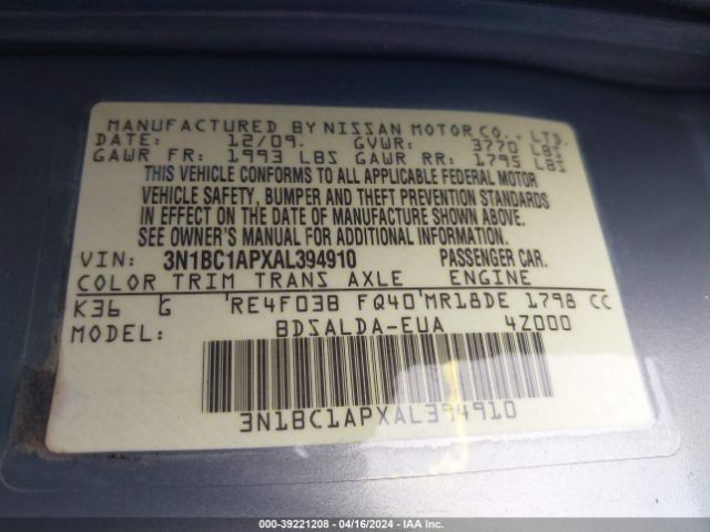 Photo 8 VIN: 3N1BC1APXAL394910 - NISSAN VERSA 