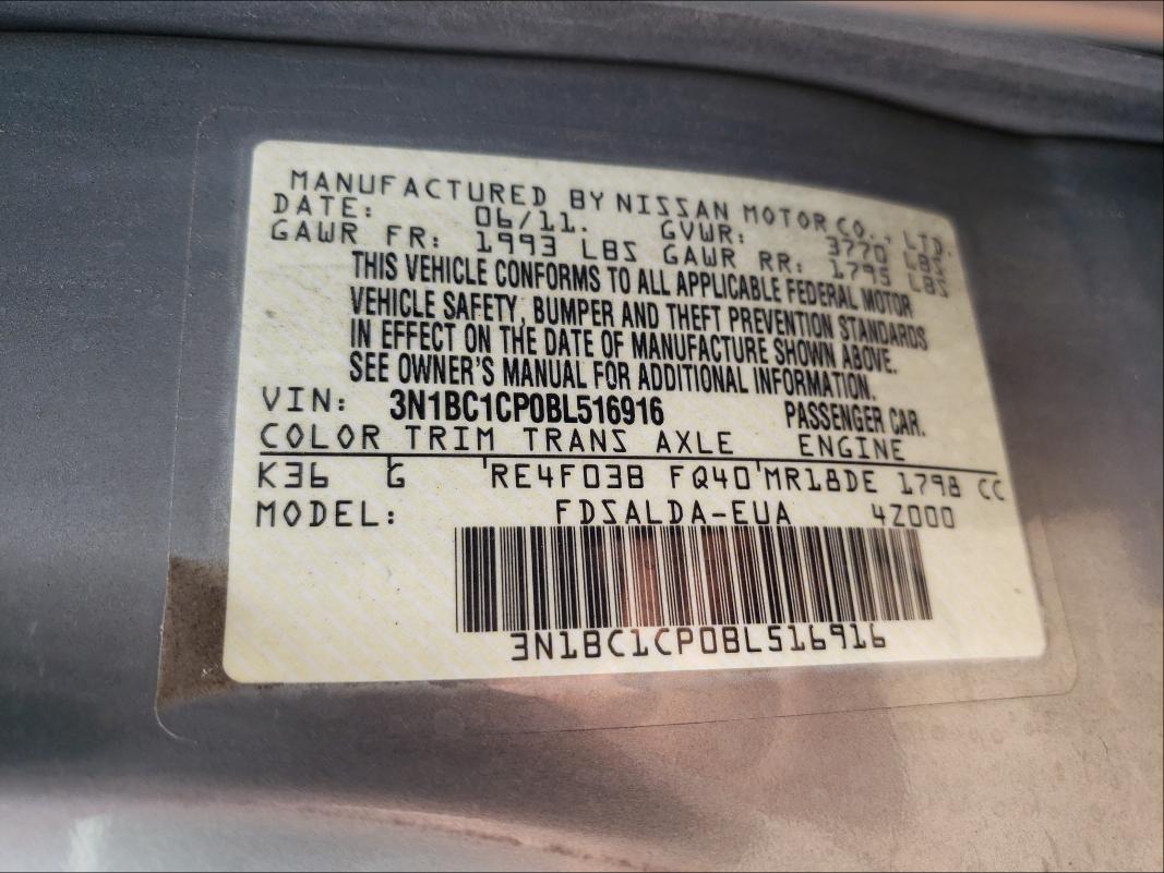 Photo 9 VIN: 3N1BC1CP0BL516916 - NISSAN VERSA S 