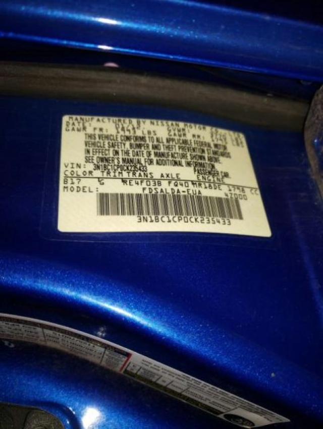 Photo 9 VIN: 3N1BC1CP0CK235433 - NISSAN VERSA 