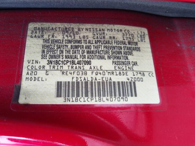 Photo 9 VIN: 3N1BC1CP1BL407090 - NISSAN VERSA S 