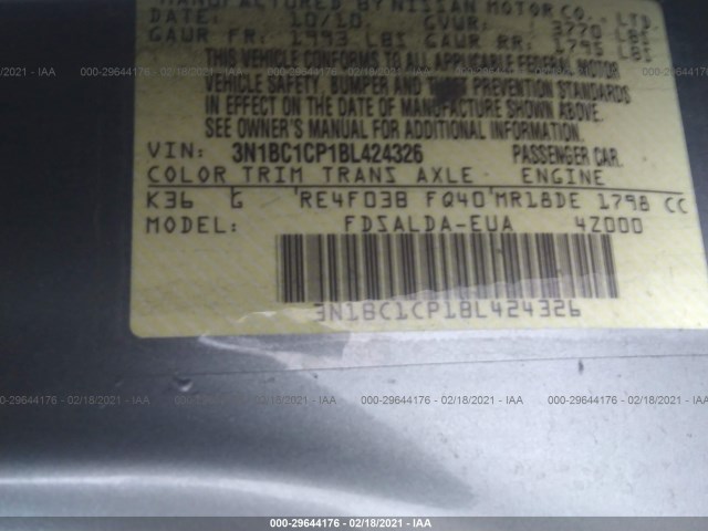 Photo 8 VIN: 3N1BC1CP1BL424326 - NISSAN VERSA 