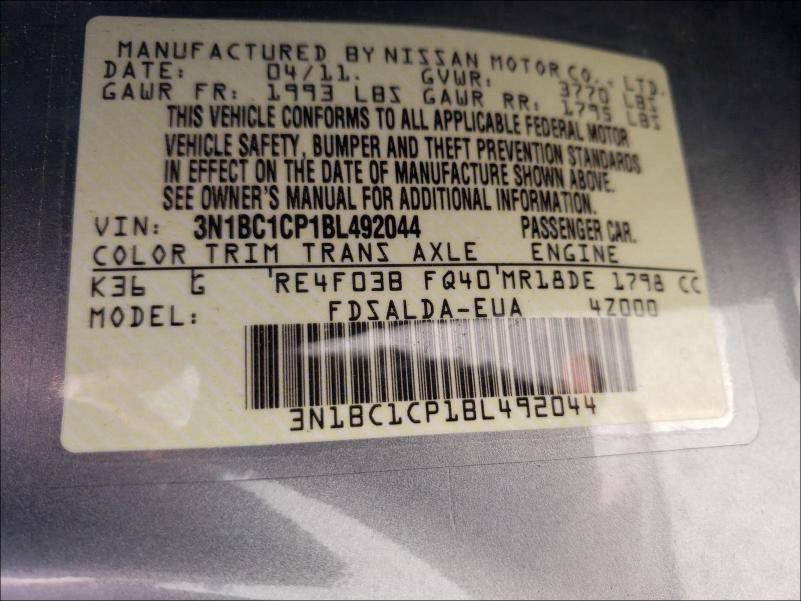 Photo 9 VIN: 3N1BC1CP1BL492044 - NISSAN VERSA S 