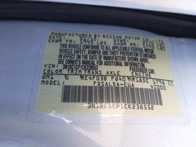 Photo 9 VIN: 3N1BC1CP1CK238552 - NISSAN VERSA S 