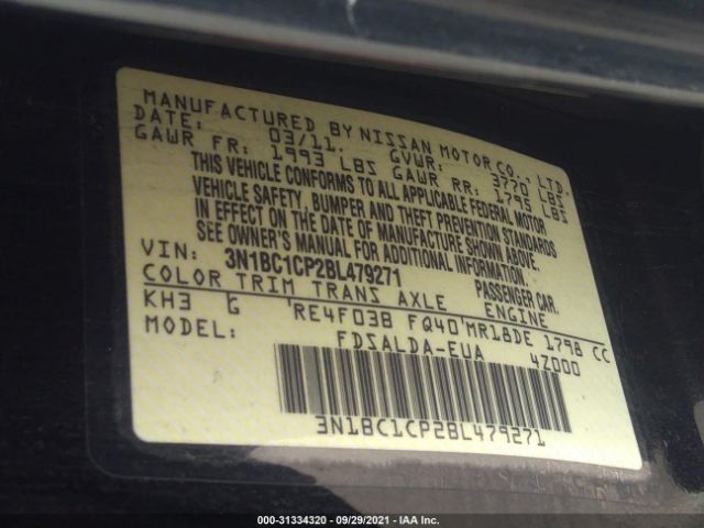 Photo 8 VIN: 3N1BC1CP2BL479271 - NISSAN VERSA 