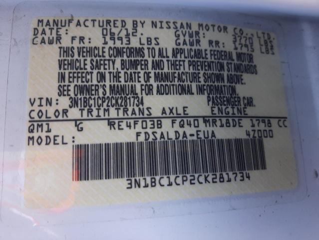 Photo 9 VIN: 3N1BC1CP2CK281734 - NISSAN VERSA S 