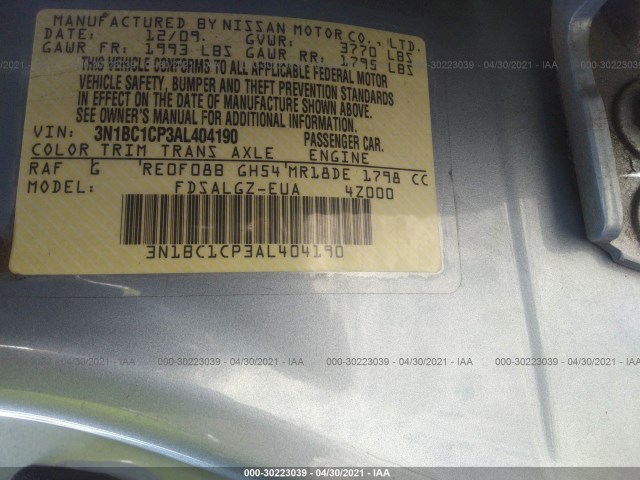 Photo 8 VIN: 3N1BC1CP3AL404190 - NISSAN VERSA 