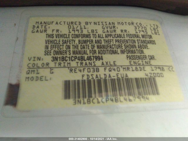 Photo 8 VIN: 3N1BC1CP4BL467994 - NISSAN VERSA 