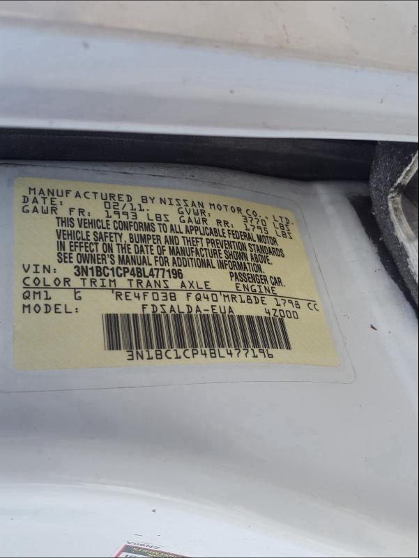 Photo 9 VIN: 3N1BC1CP4BL477196 - NISSAN VERSA S 