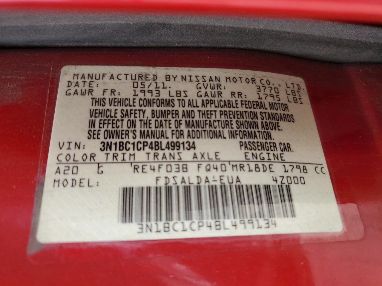 Photo 12 VIN: 3N1BC1CP4BL499134 - NISSAN VERSA 