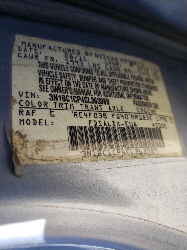 Photo 9 VIN: 3N1BC1CP4CL363989 - NISSAN VERSA S 