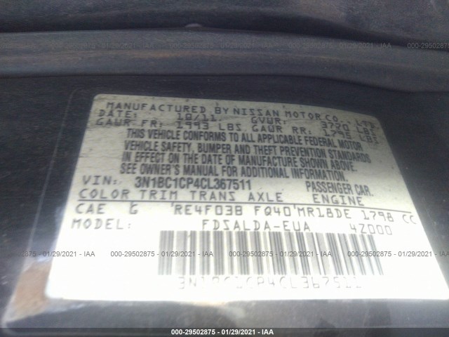 Photo 8 VIN: 3N1BC1CP4CL367511 - NISSAN VERSA 