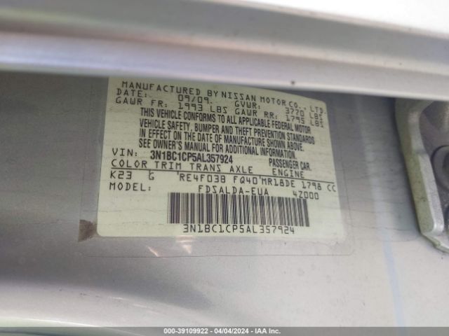 Photo 8 VIN: 3N1BC1CP5AL357924 - NISSAN VERSA 