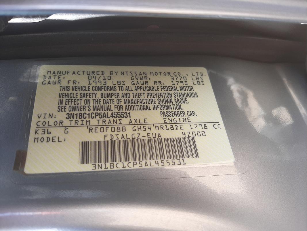 Photo 9 VIN: 3N1BC1CP5AL455531 - NISSAN VERSA S 