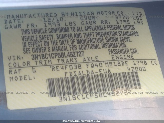 Photo 8 VIN: 3N1BC1CP5BL452727 - NISSAN VERSA 