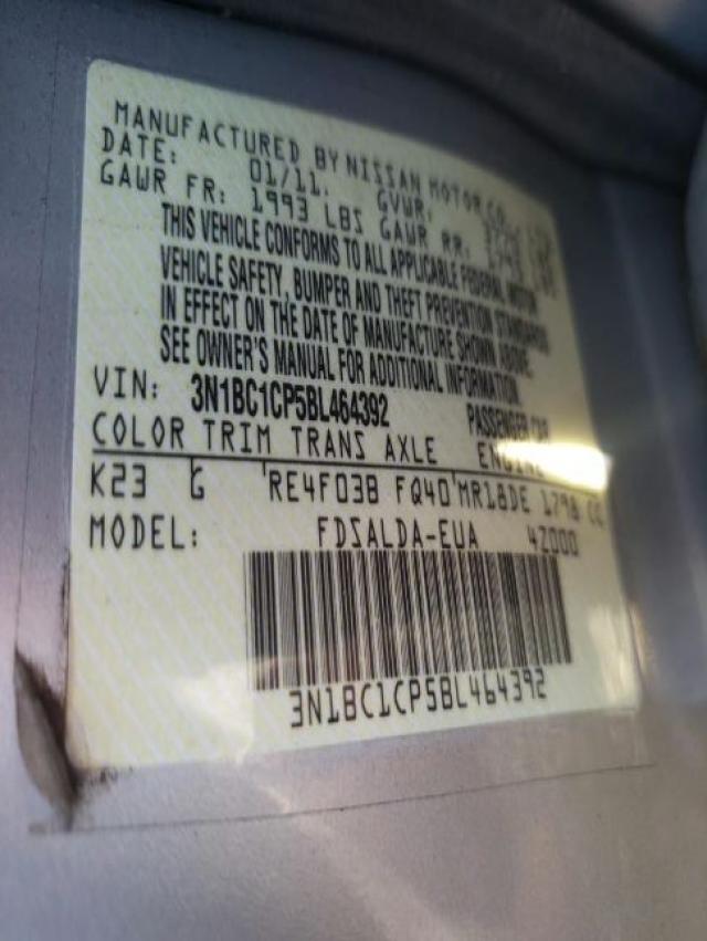 Photo 9 VIN: 3N1BC1CP5BL464392 - NISSAN VERSA S 