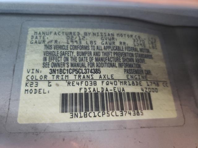 Photo 9 VIN: 3N1BC1CP5CL374385 - NISSAN VERSA S 