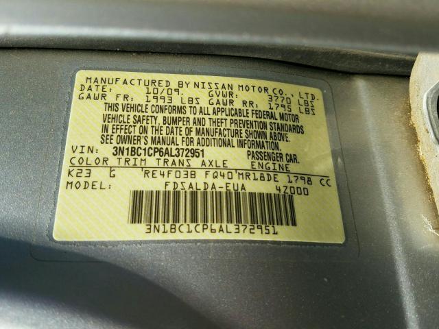 Photo 9 VIN: 3N1BC1CP6AL372951 - NISSAN VERSA S 