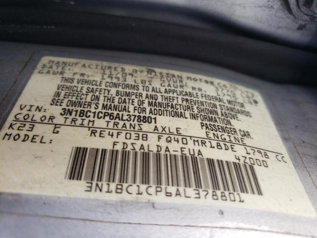 Photo 9 VIN: 3N1BC1CP6AL378801 - NISSAN VERSA S 