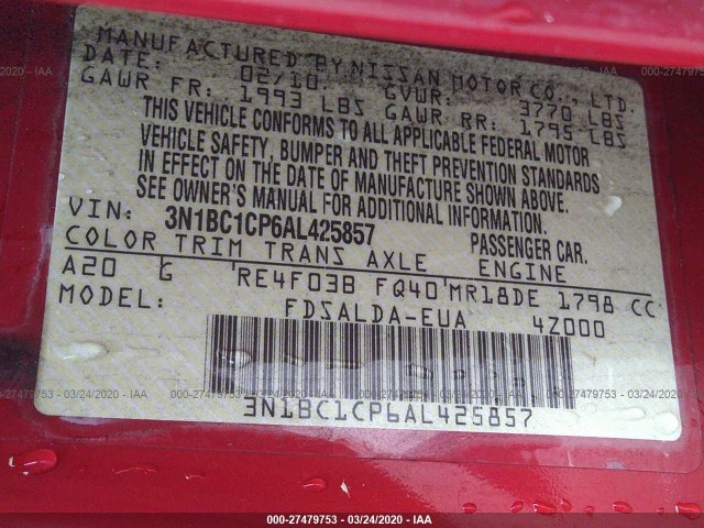 Photo 8 VIN: 3N1BC1CP6AL425857 - NISSAN VERSA 