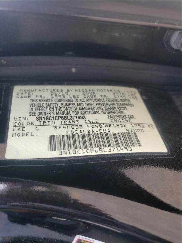 Photo 9 VIN: 3N1BC1CP6BL371493 - NISSAN VERSA S 