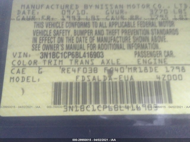 Photo 8 VIN: 3N1BC1CP6BL416903 - NISSAN VERSA 