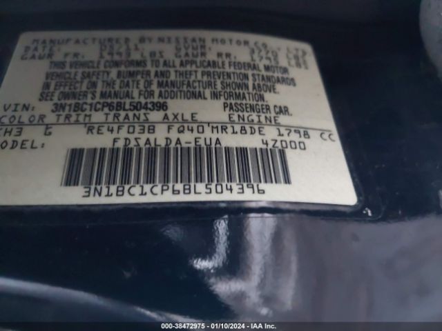 Photo 8 VIN: 3N1BC1CP6BL504396 - NISSAN VERSA 