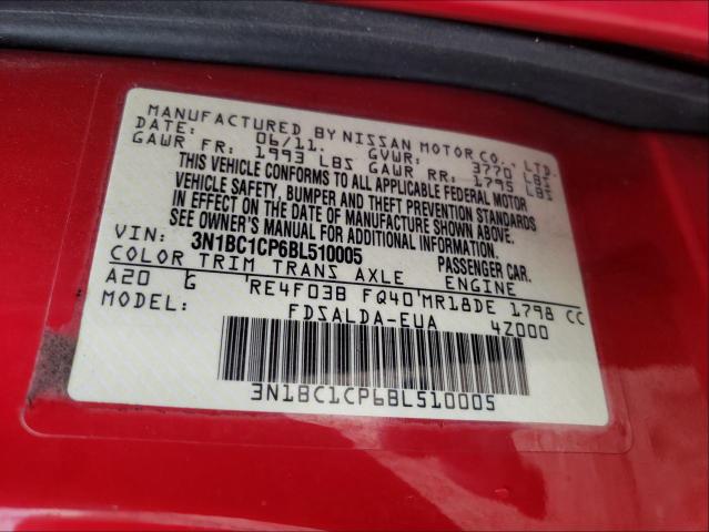 Photo 9 VIN: 3N1BC1CP6BL510005 - NISSAN VERSA S 