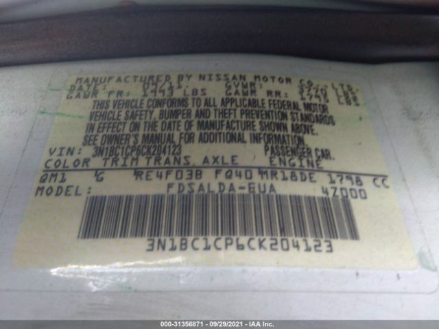 Photo 8 VIN: 3N1BC1CP6CK204123 - NISSAN VERSA 