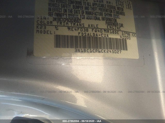 Photo 8 VIN: 3N1BC1CP6CK245027 - NISSAN VERSA 