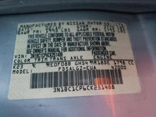 Photo 9 VIN: 3N1BC1CP6CK251488 - NISSAN VERSA S 