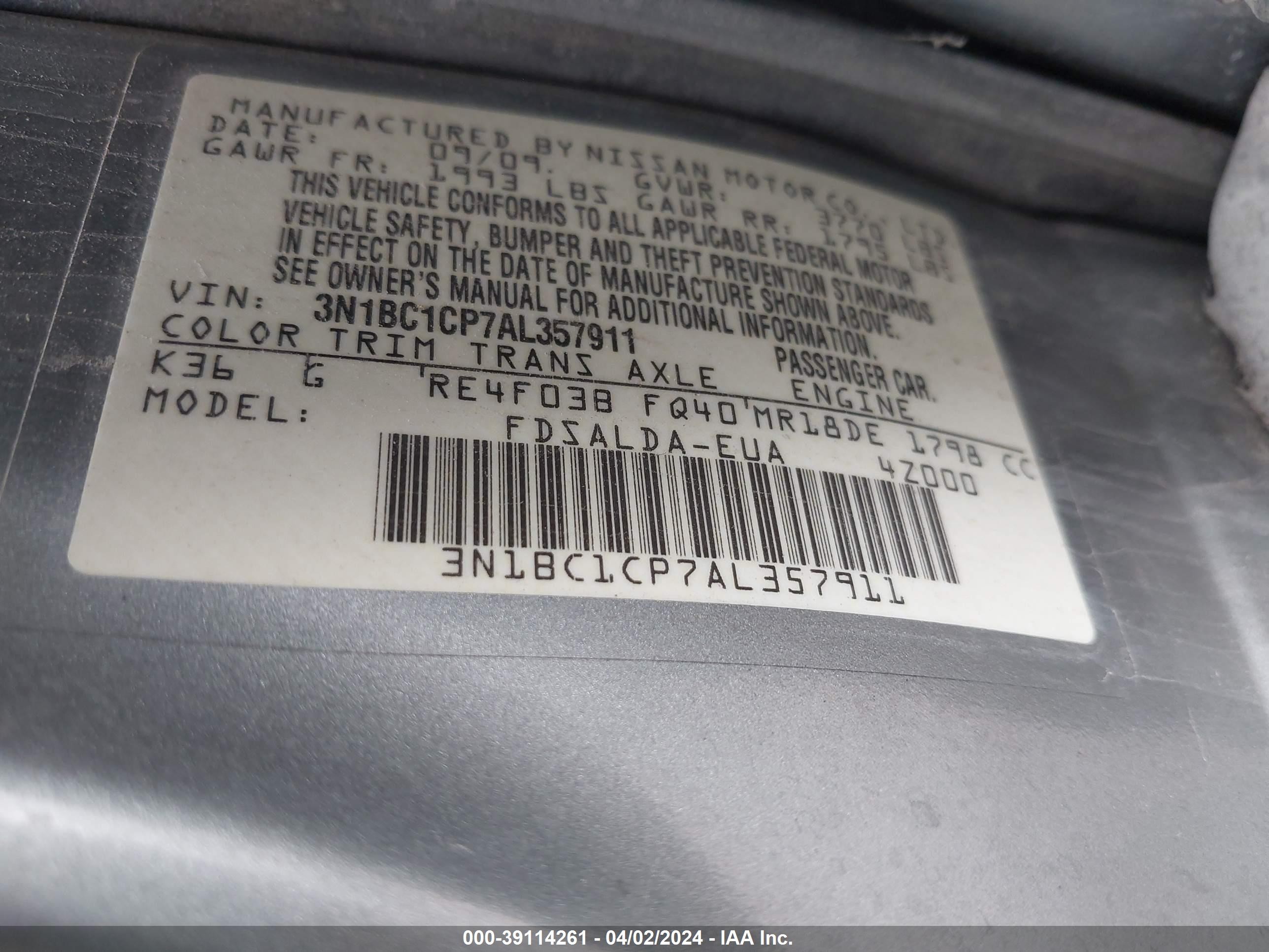 Photo 8 VIN: 3N1BC1CP7AL357911 - NISSAN VERSA 