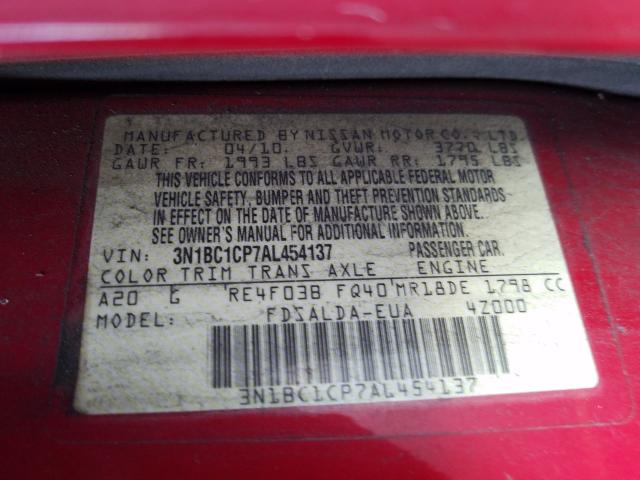 Photo 9 VIN: 3N1BC1CP7AL454137 - NISSAN VERSA S 