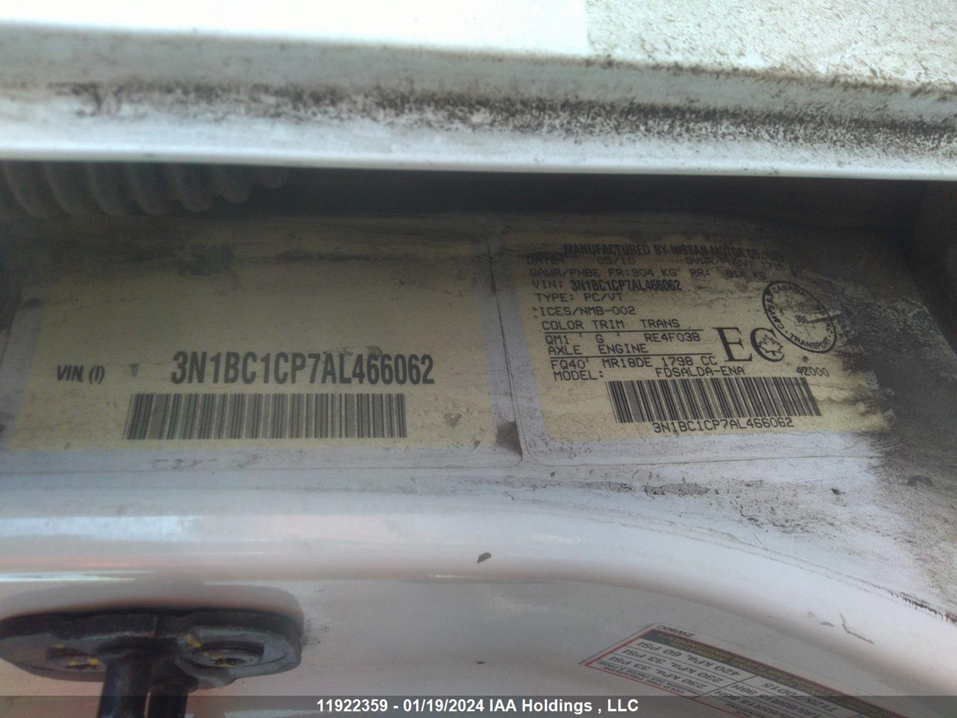 Photo 8 VIN: 3N1BC1CP7AL466062 - NISSAN VERSA 