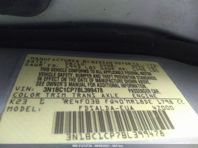 Photo 8 VIN: 3N1BC1CP7BL399478 - NISSAN VERSA 