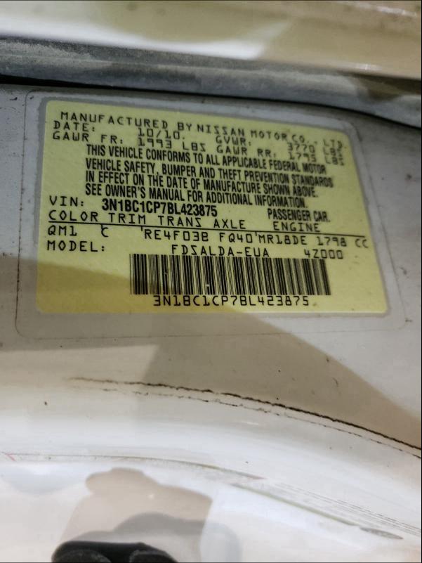 Photo 9 VIN: 3N1BC1CP7BL423875 - NISSAN VERSA S 