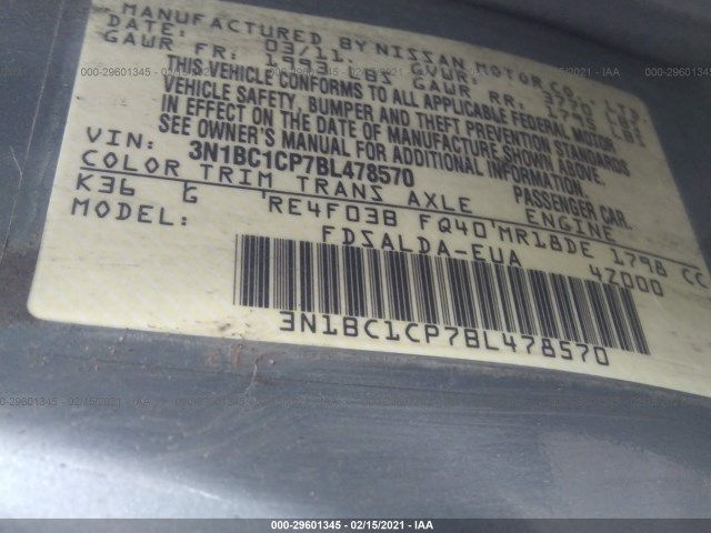 Photo 8 VIN: 3N1BC1CP7BL478570 - NISSAN VERSA 